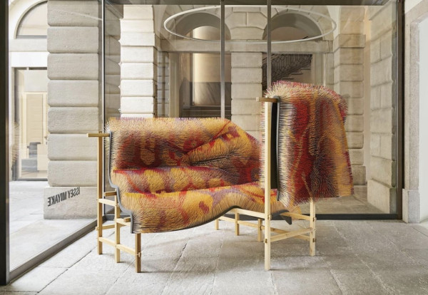Issey Miyake teamed up with We Make Carpets to showcase a massive creation at Milan Design Week 2024
